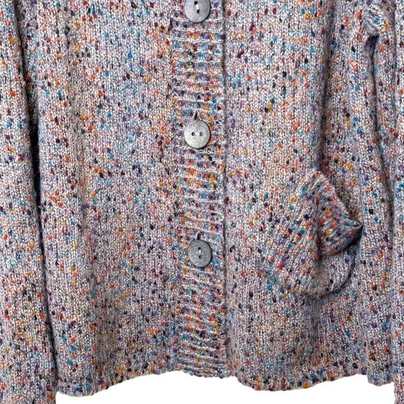 Habitat Size Large Space Dyed Speckled Button Up Single Pocket Cardigan Sweater - Picture 4 of 8